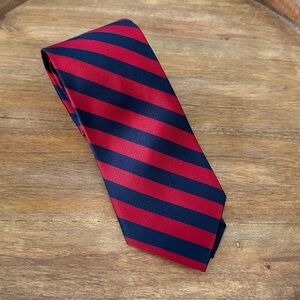 J. Crew Red and Navy Striped Tie Silk Preppy classic Academic Work